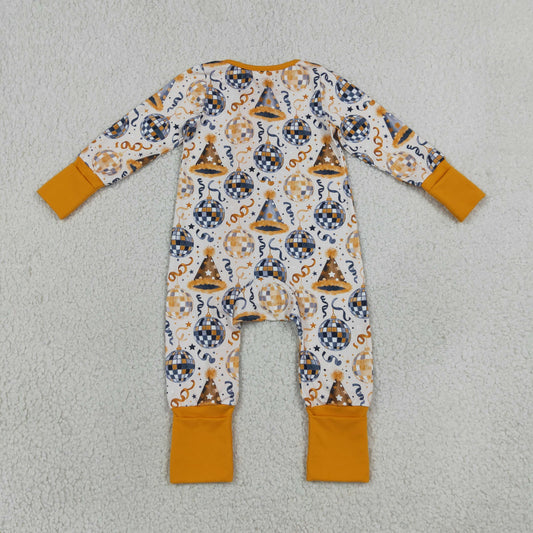 Baby Kids Infant Long Sleeves Happy New Year Zipper Footie Sleeper Romper Clothes
