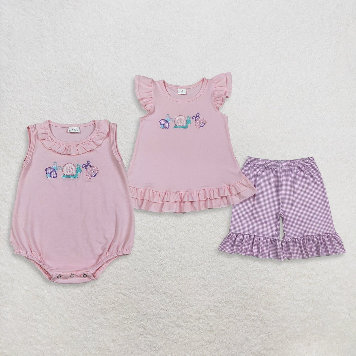 Sibling Baby Girls Kids Embroidery Animals Shirt Shorts Set Romper Summer Clothes