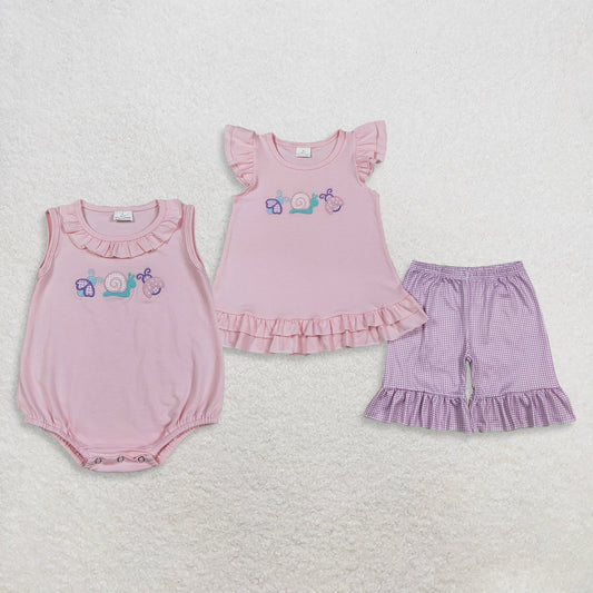 Sibling Baby Girls Kids Embroidery Animals Shirt Shorts Set Romper Summer Clothes