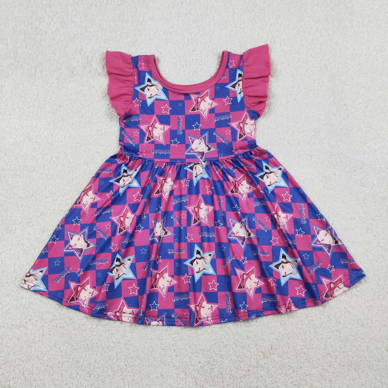 RTS Baby Girls Kids Short Sleeves Singer Stars Plaid Shirt Pants Pajamas Set