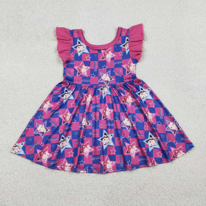 RTS Baby Girls Kids Short Sleeves Singer Stars Plaid Shirt Pants Pajamas Set