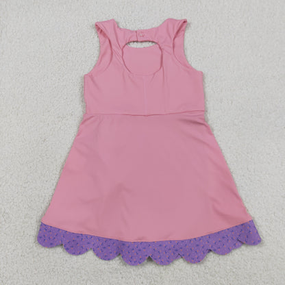 Baby Girls Kids Sleeveless Pink Plaid Bows with Shorts Yoga Dress