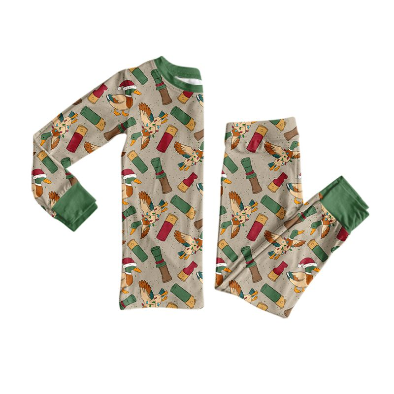 Moq 5  Preorder Baby Boys Kids Long Sleeves Ducks Shirt Pants Christmas Set Pajamas Clothes