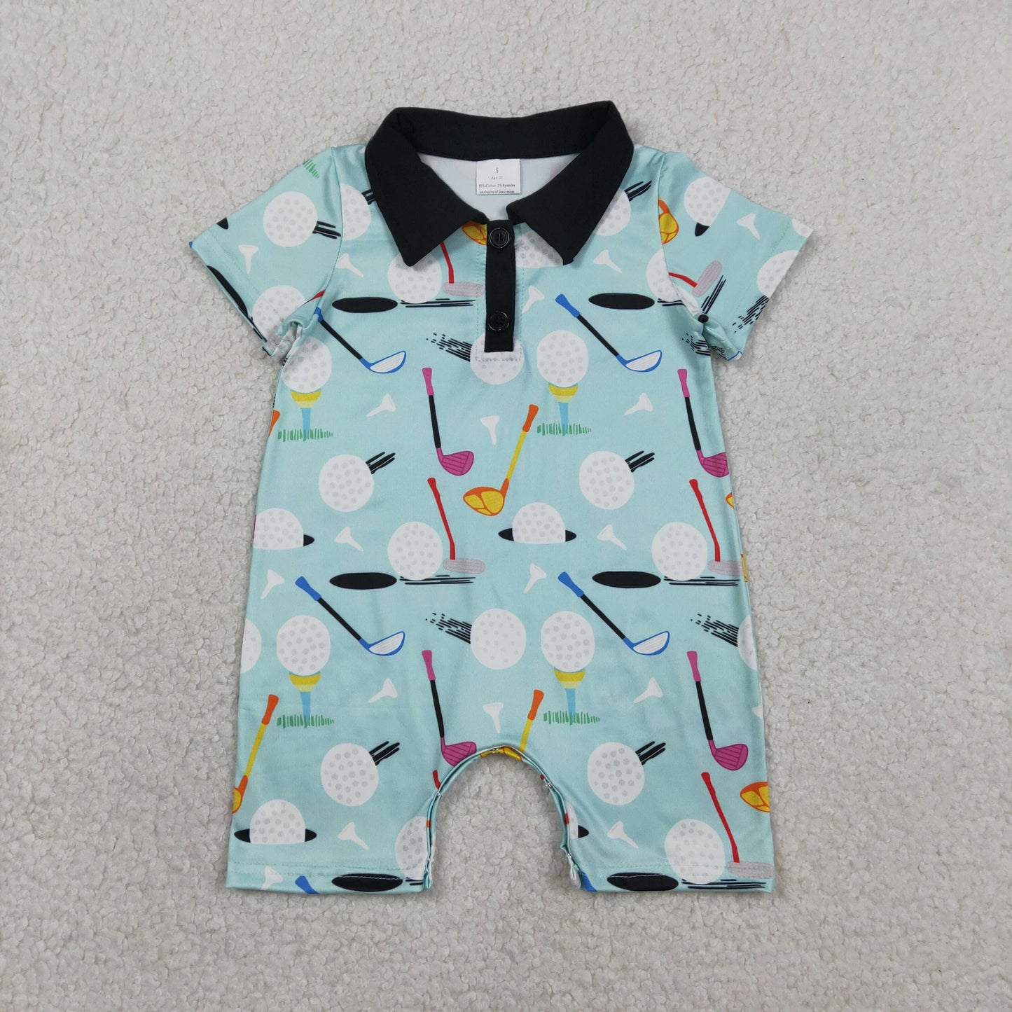 RTS Baby Boy Infant Short Sleeves Golf Buttons Summer Romper