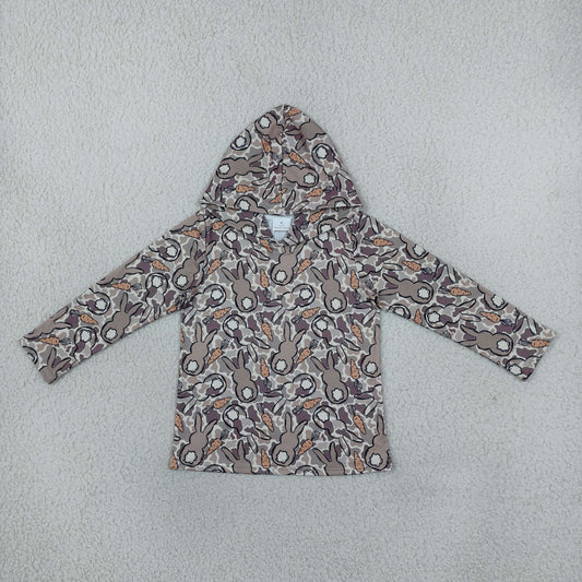 Baby Boys Kids Long Sleeves Rabbits Carrots Easter Pullover Shirt Camo Clothes RTS
