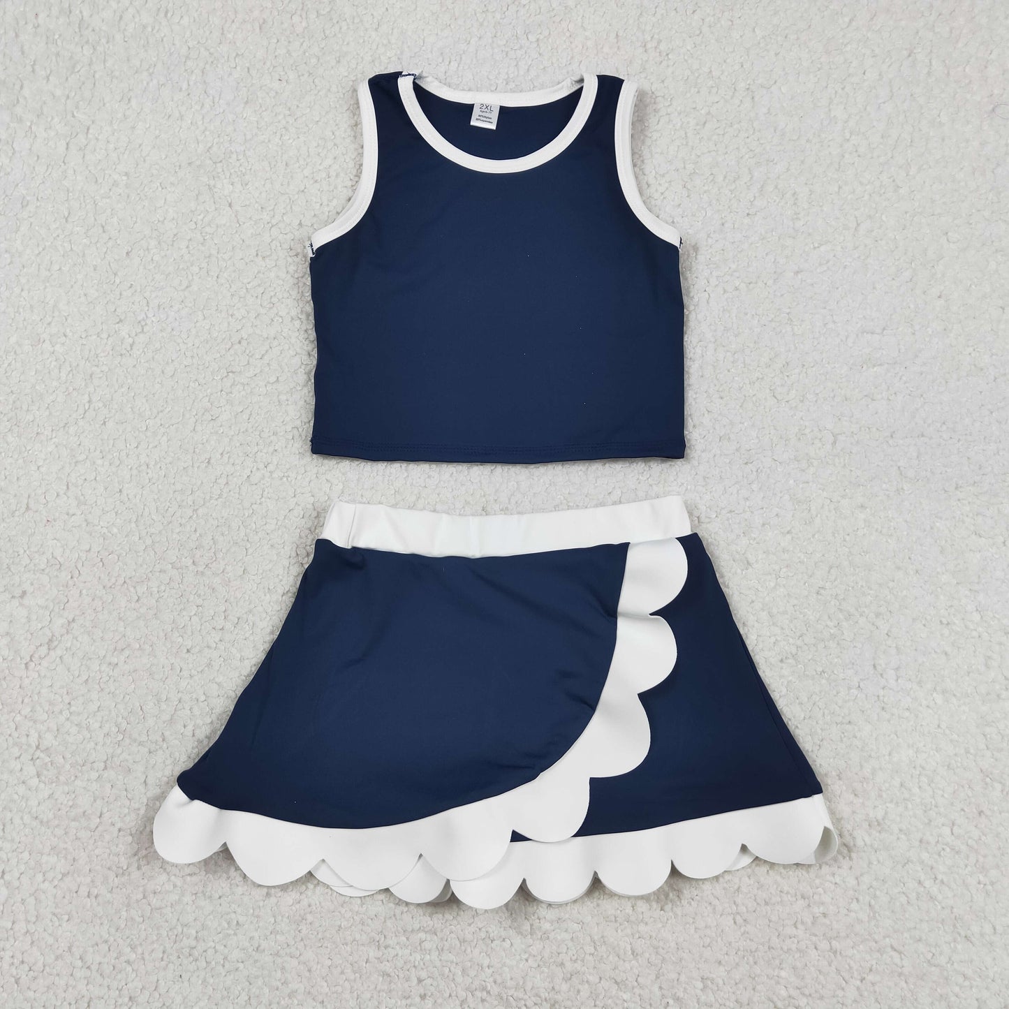 Sibling Baby Girls Kids Sleeveless Shirts Scallop Skirts Shorts Yoga Active Sets Clothes