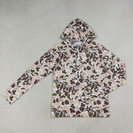 Sibling Baby Boys Adult Woman Ducks Dogs Camo Zipper Hoodie Pockets Hunting Pullovers Shorts