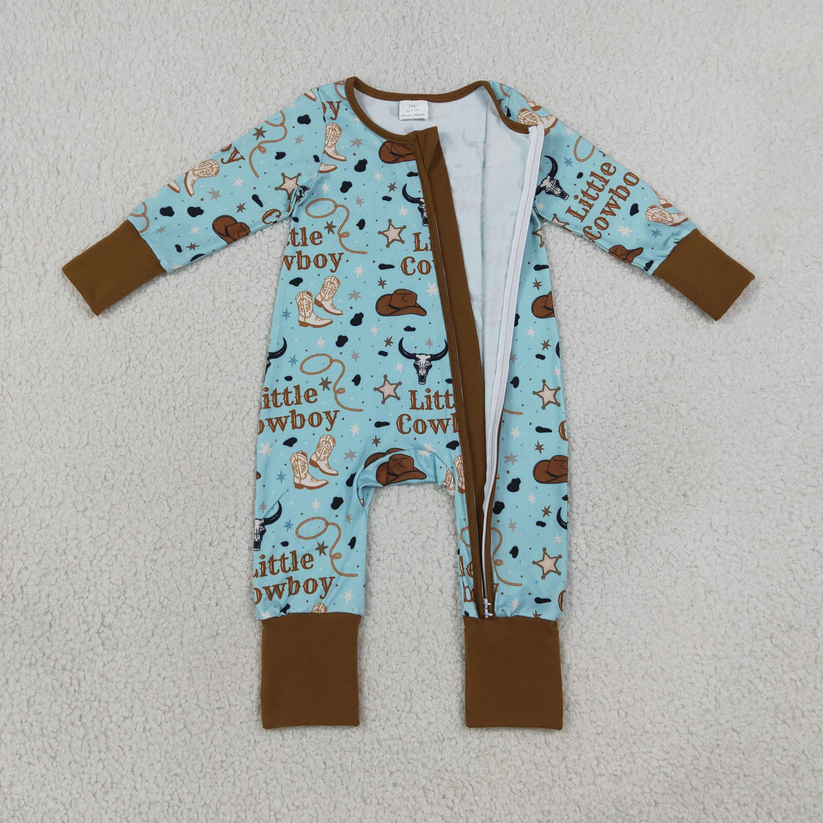 Sibling Baby Boys Kids Long Sleeves Cowboy Western Zipper Romper Set Pajamas Clothes