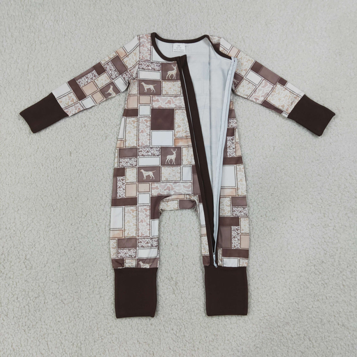 Baby Boys Kids Long Sleeves Ducks Deer Camo Zipper Footie Sleeper Romper