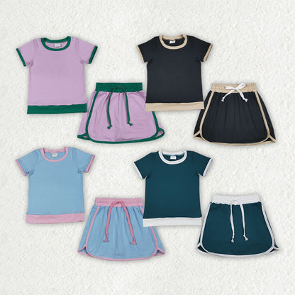Sibling Baby Girls Kids Short Sleeves Shirts Skirts Shorts Cotton Sets Summer Clothes