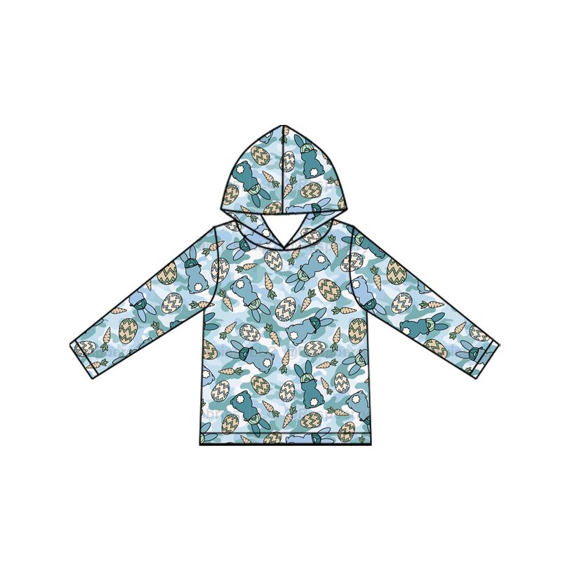 Moq 5 Preorder Baby Boys Kids Rabbits Carrots Eggs Easter Pullover Shirt Camo Clothes