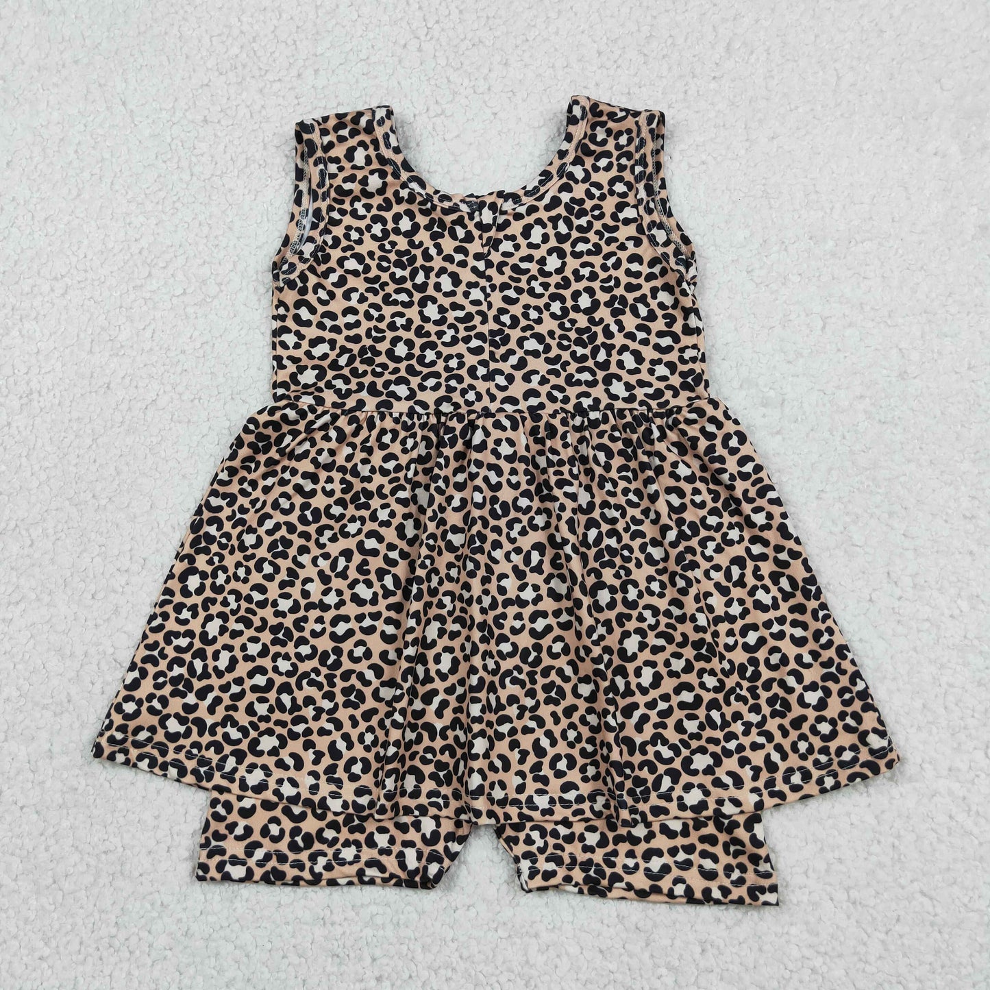 Baby Girl Infant Sleeveless Leopard Ruffle Zipper Romper Clothes
