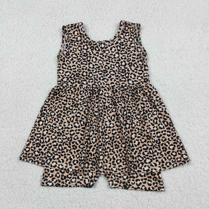 Baby Girl Infant Sleeveless Leopard Ruffle Zipper Romper Clothes