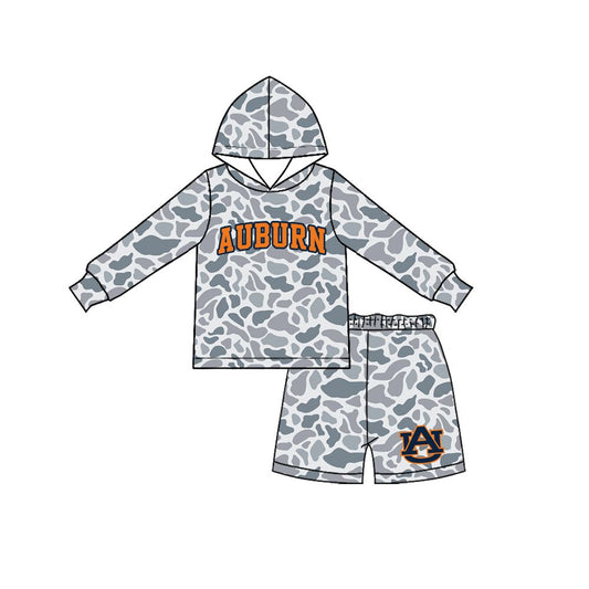 Moq 5 Preorder Baby Boy Kids Long Sleeves Grey Camo Hoodie Shirt Shorts Team Set