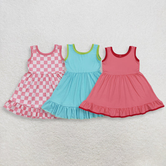 Sibling Baby Girls Kids Sleeveless Knee Length Ruffle Dresses Summer Clothes