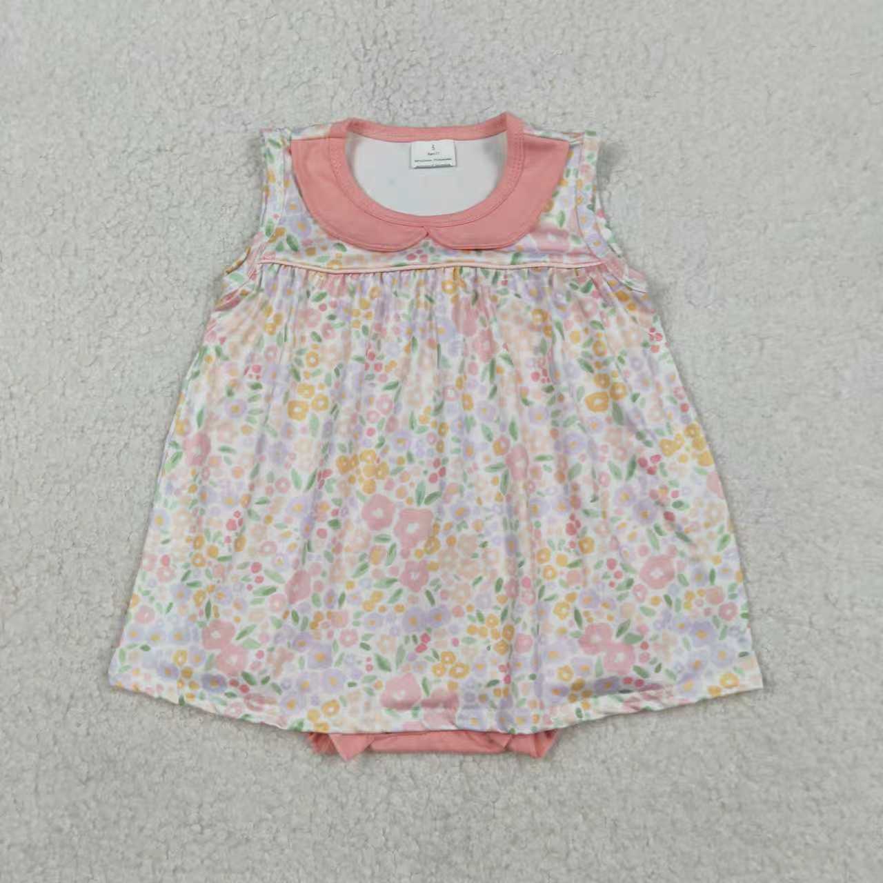 RTS Sibling Baby Girls Kids Sleeveless Flower Romper Knee Length Dress