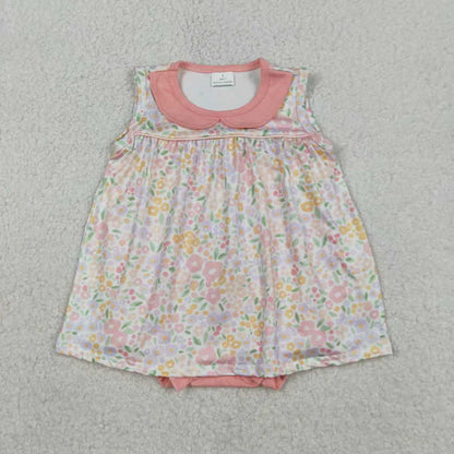 RTS Sibling Baby Girls Kids Sleeveless Flower Romper Knee Length Dress