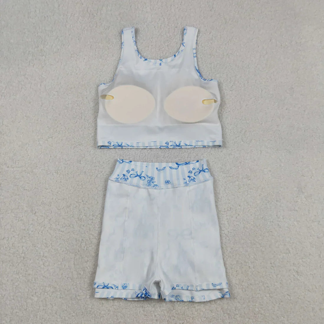 Baby Girls Kids Sleeveless Castles Blue Bows Flower Sibling Yoga Active Skort Dress Set