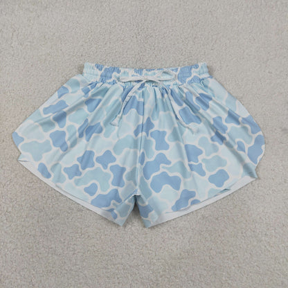 Adult Women Blue Camo Yoga Southern Shorts Bottoms Clothes