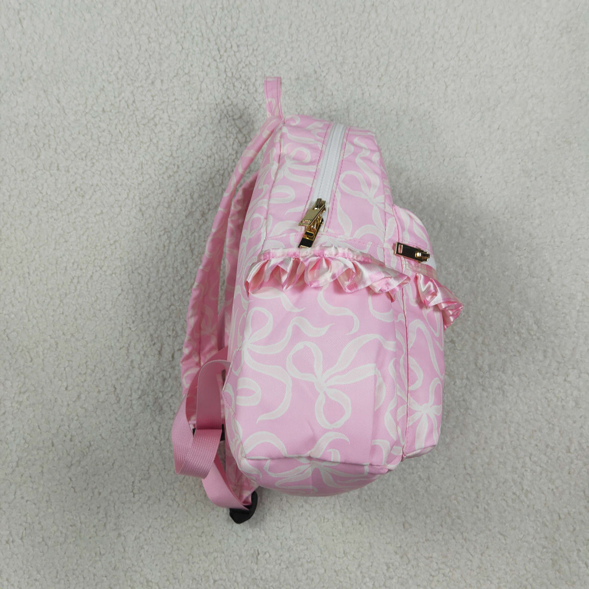 Baby Girls Kids Pink Bows Ruffle Zipper Backpack Bag RTS