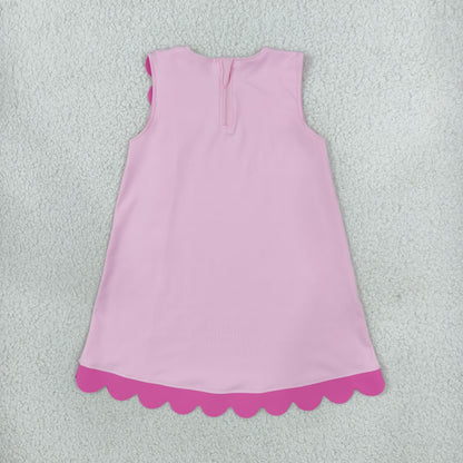 Baby Girls Kids Sleeveless Scalloped Zipper Pink Dress Yoga Active Clothes RTS