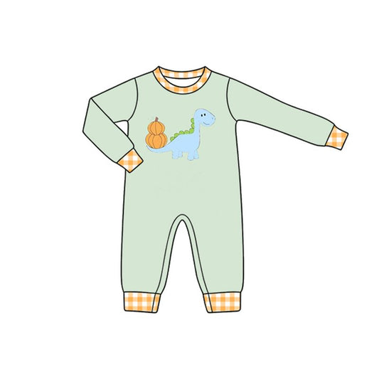 Moq 5 Preorder Baby Boy Infant Long Sleeves Pumpkins Dinosaur Thanksgiving Romper Clothes