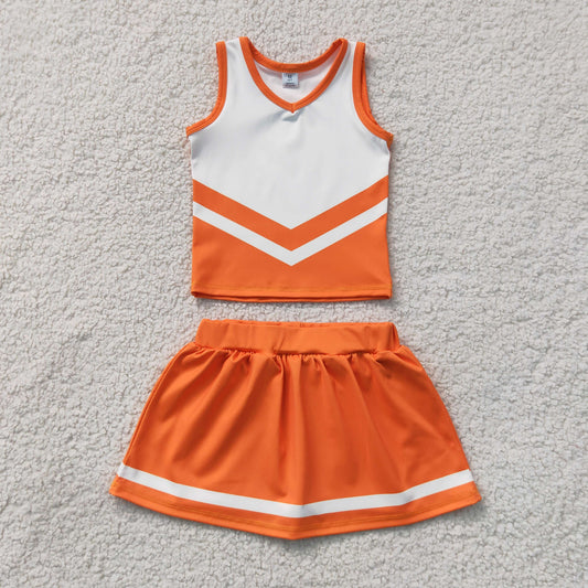 Baby Girls Kids Sleeveless Tops Orange Skirt Shorts Set Yoga Active Team Clothes