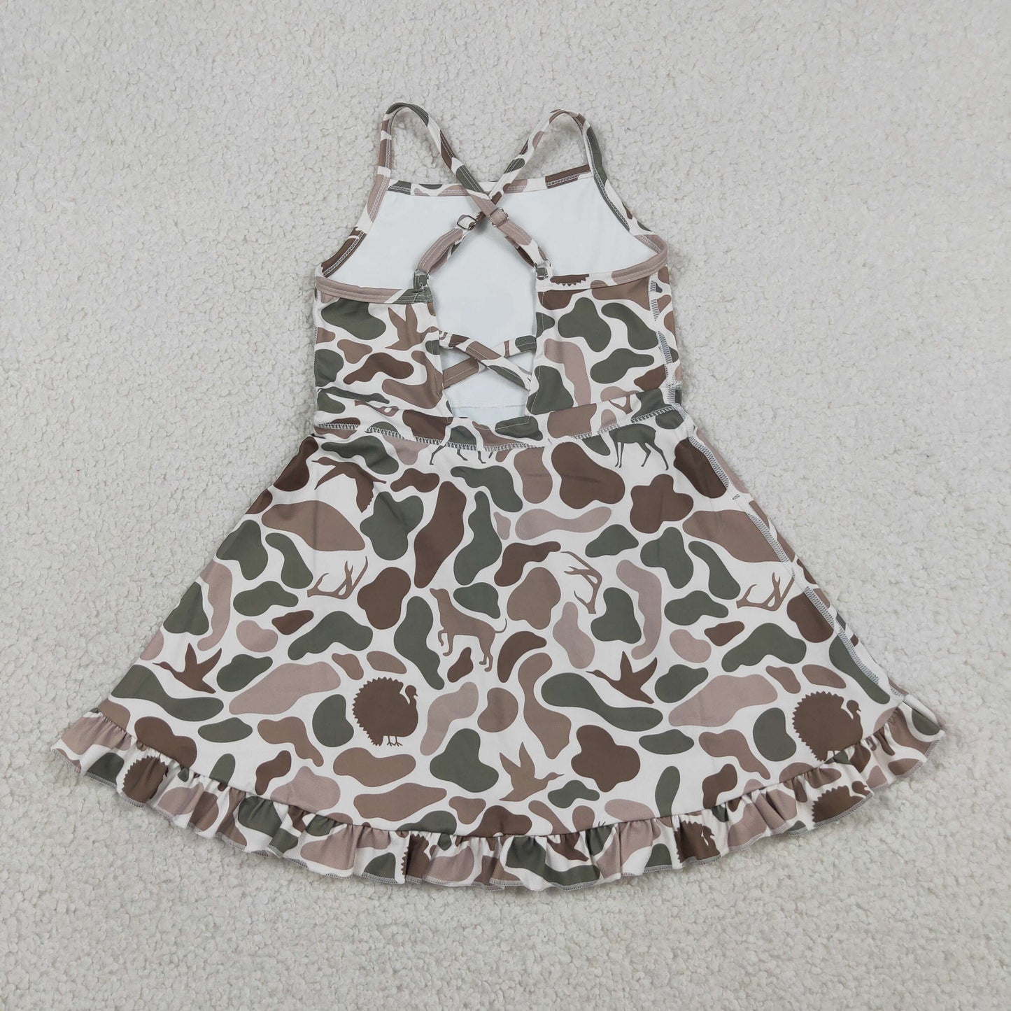 Baby Girls Kids Sleeveless Ducks Deer Dogs Yoga Active Knee Length Camo Dress