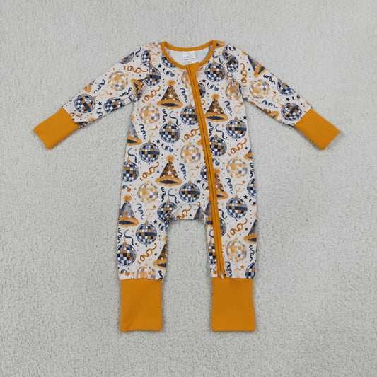Baby Kids Infant Long Sleeves Happy New Year Zipper Footie Sleeper Romper Clothes