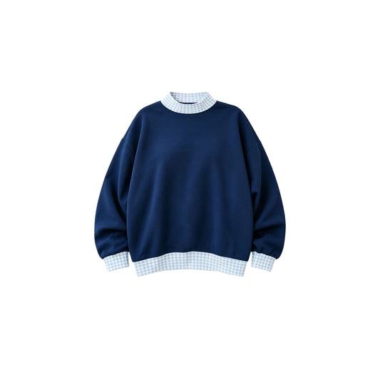 Moq 5 Preorder Baby Girls Kids Long Sleeves Navy Pullover Shirt Tops Clothes