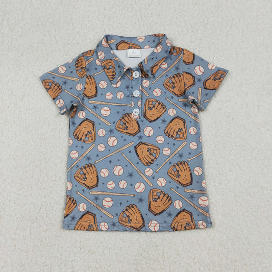 Baby Boys Kids Short Sleeves Baseball Stars Buttons Shirt Tops