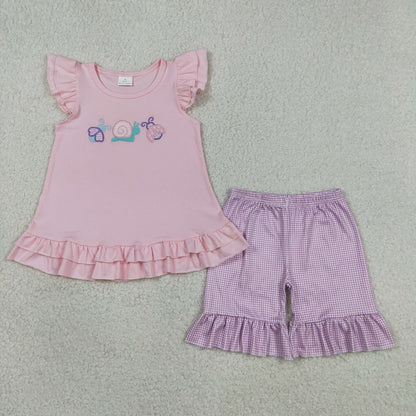 Sibling Baby Girls Kids Embroidery Animals Shirt Shorts Set Romper Summer Clothes