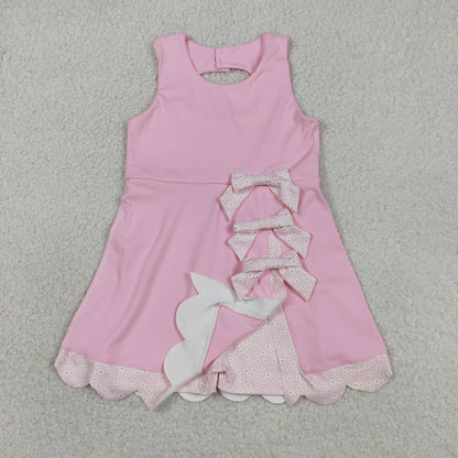 Sibling Baby Girls Kids Sleeveless Floral Bows Yoga Scallop Shorts Dresses