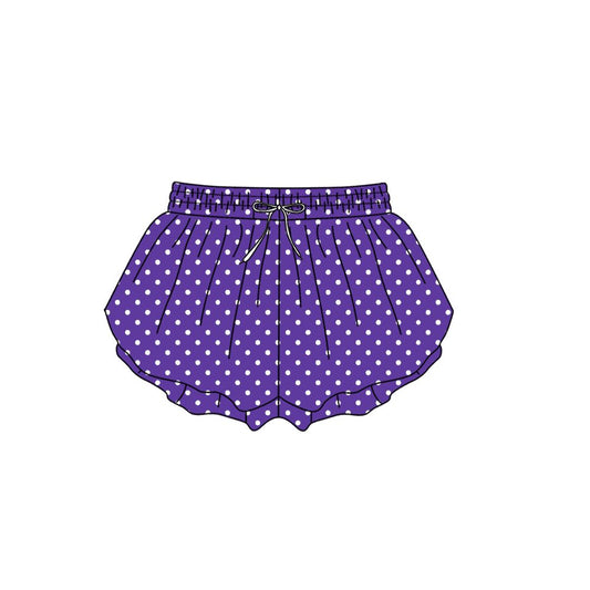 Moq 5 Preorder Adult Women Dots Yoga Active Ruffle Purple Shorts Bottom Clothes