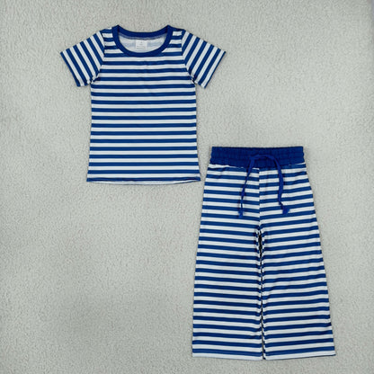 Sibling Baby Girls Kids Short Sleeves Stripes Shirts Pants Pajamas Sets Clothes