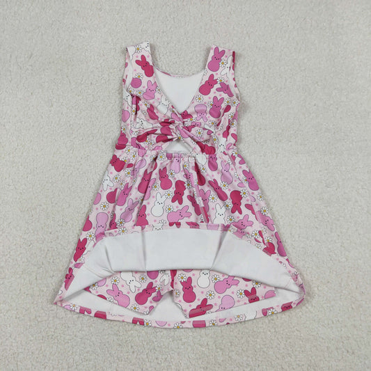 Baby Girls Rabbits Flower Easter Yoga Knee Length Shorts Pink Dress