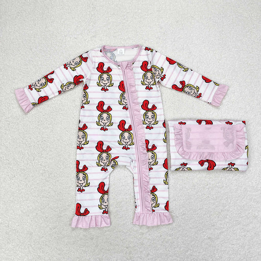 USA Shop Baby Girls Infant Long Sleeves Green Face Christmas Bamboo Zippy Romper