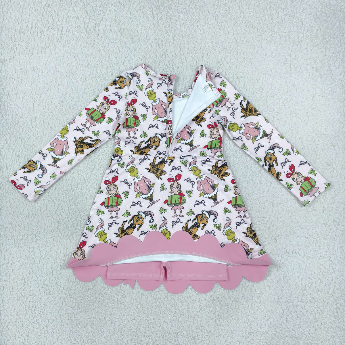 Sibling Baby Girls Kids Long Sleeves Christmas Bows Scallop Dresses Yoga Active Clothes