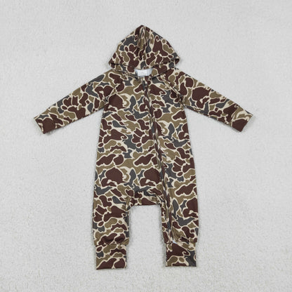 RTS Baby Boys Infant Long Sleeves Camo Zipper Hoodie Southern Romper