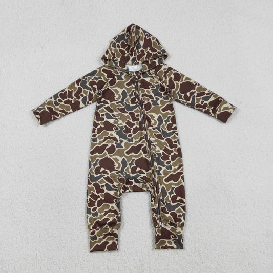 RTS Baby Boys Infant Long Sleeves Camo Zipper Hoodie Southern Romper