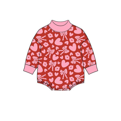 Moq 5 Preorder Baby Girls Infant Long Sleeves Hearts Bows Valentine Romper Clothes