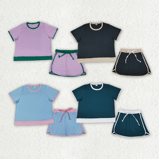 Sibling Adult Women Short Sleeves Shirts Skirts Shorts Summer Clothes Cotton Woman Sets