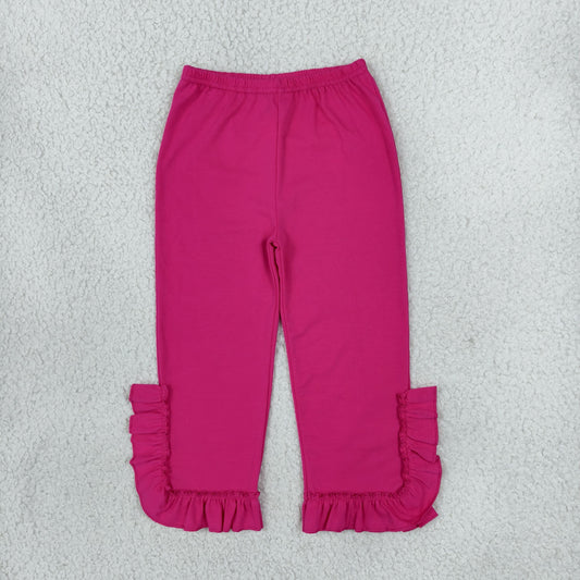 Baby Girls Kids Hot Pink Ruffle Pants Bottoms Cotton Clothes