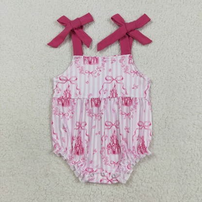 RTS Sibling Baby Girls Kids Castles Bows Flower Rompers Dress Sets