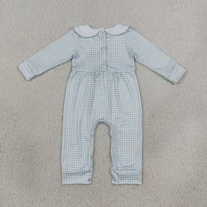 Baby Boy Infant Embroidery turkey Pumpkin Plaid Romper Fall Clothes