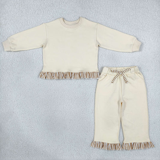 Baby Girls Kids Long Sleeves Ruffle Shirt Pockets Pants Set Sweatsuit‌ Clothes RTS