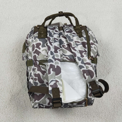 Baby Boys Kids Embroidery Dog Camo Print Zipper Backpack School Bag RTS