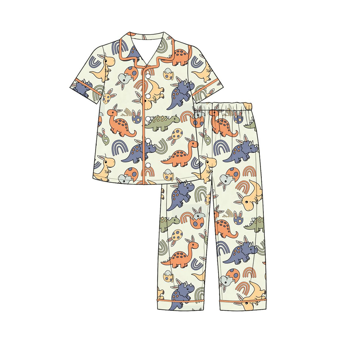 Moq 5 Preorder Baby Boys Kids Short Sleeves Dinosaurs Shirt Pants Easter Pajamas Set Clothes