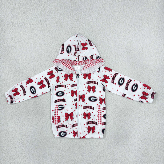 Baby Girl Kids Tigers Red Pockets Zipper Plaid Hoodie Jacket Coat Team Tops