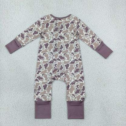 Baby Boys Long Sleeves Camo Zipper Footie Sleeper Romper